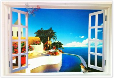 Beautiful Caribbean Sea Removable Window Wall Sticker