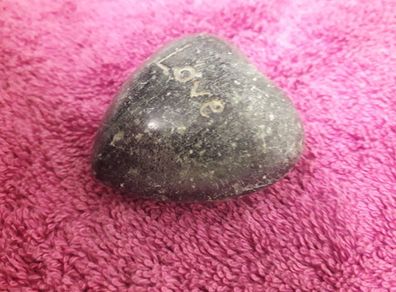 HEART - Stone - Engraved with the Word 'Love'