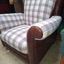 Vintage leather chair with Upholstered fabric twist Image 2