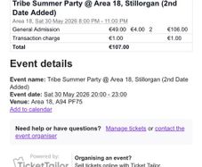 2 Tribe Summer Party Tickets