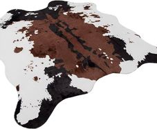 Cowhide Rug (4.6ft x 5.2ft) - Cow Print Area Rug for a Western Boho Decor - Synthetic, Cruelty-Free Animal Hide Carpet with No-Slip Backing