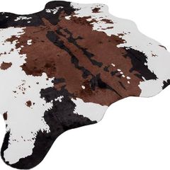 Cowhide Rug (4.6ft x 5.2ft) - Cow Print Area Rug for a Western Boho Decor - Synthetic, Cruelty-Free Animal Hide Carpet with No-Slip Backing