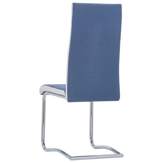 Cantilever Dining Chairs 6 pcs Blue Fabric