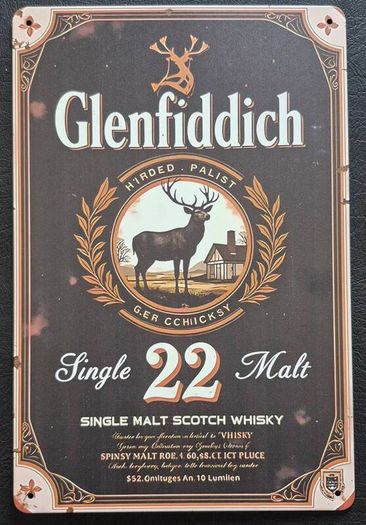 Glenfiddich, single malt, vintage style metal sign .