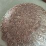 Vintage Large Turkish Art Decorative Center pice Plate. Red and silver / gold on the back . Image 8