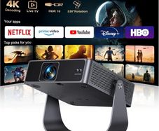 Smart Projector Compatible with Netflix/Disney/Live TV & 330 Rotatable] Mini Portable Projector 4K Auto Focus& 6D Keystone, PUTRIMS Native 1080p Projectors 30000Lumen