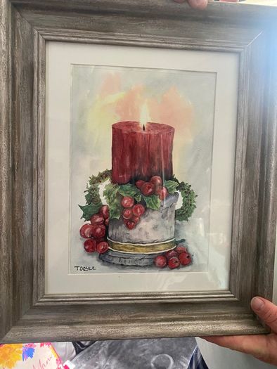 Watercolour candle painting