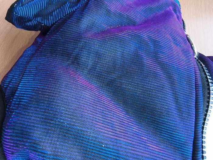 Warm Pet Jacket. Holographic, Faux Fur Lined (XS-S) Water-resistant