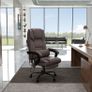 6-Point Massage Office Chair, PU Leather Desk Chair with Adjustable Height and Footrest for Home Office, Brown Image 3