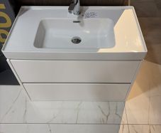 Crea 800mm Wall Hung Unit and Wash Basin Glossy White w/ tap
