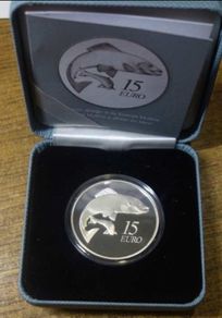 Ireland 15 euro silver proof coin 2011. Salmon