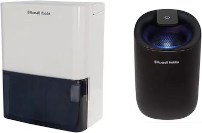 10 Litre/Day Dehumidifier,White & RHDH1061B 300ml/day, Black Dehumidifier with Auto Defrost for Home, Kitchen, Basement, Garage, Caravan, Bathroom, Lightweight, 15m2 Room Size