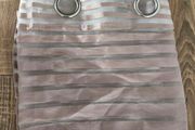 Beige Striped Voile Eyelet Curtains / Net Panels