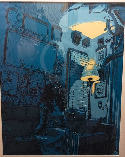 2017 Dave Kloc Plants and Woman in Room Limited Edition Art Screen Print Poster