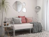 Pull-out Sofa Bed Frame White Metal 90x200 cm