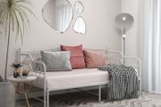 Pull-out Sofa Bed Frame White Metal 90x200 cm
