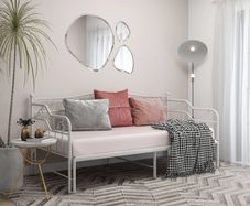 Pull-out Sofa Bed Frame White Metal 90x200 cm