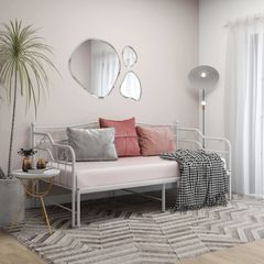 Pull-out Sofa Bed Frame White Metal 90x200 cm