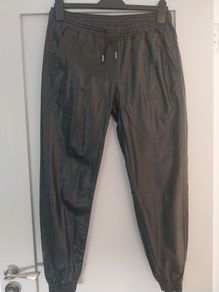 Zara Black Leather look trousers