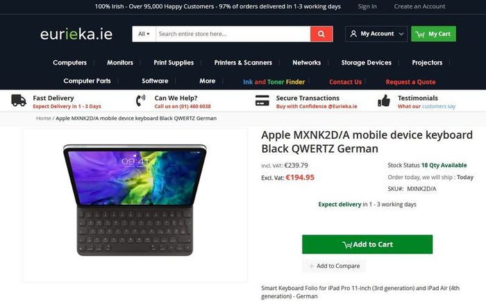 Apple Smart keyboard folio case QWERTZ - German