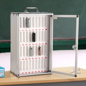 36 Slots Cell Phone Storage Cabinet Aluminum Alloy Wall Mounted & Key Lock