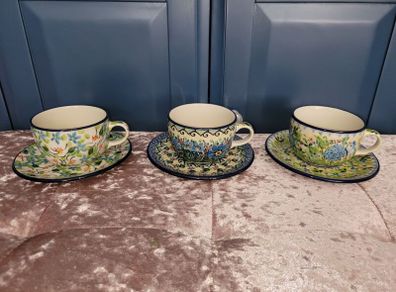 Boleslawiec pottery- cups and saucers