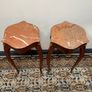 FLASH SALE ! Was 395 now 320 ! Pair of Marquetry & Brass Occasional Tables with Marble Tops. Image 2