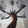 Vintage Retro "Ice Cube" Glass & Chrome Pendant Ceiling Lights VGC Image 5