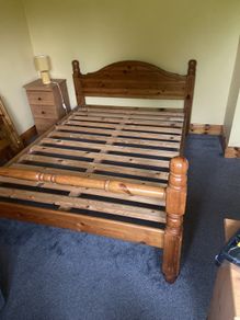 Solid wood double bed