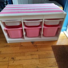 IKEA STUVA Toy Storage Bench with Striped Cushion