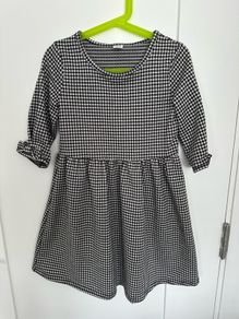 Super soft black and white dress for a girl, 122cm, 6-7 years