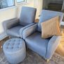 Couch and 2 Armchairs with storage Pouffe Image 2