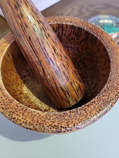 Pestle and mortar wooden