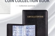 1pc Zipper Faux Leather Case 360 Large Capacity Coin Collection Book Size Grid Mixed Coin Stamp Collection Book Badge Sticker High-end Protective Cover Hot Stamping Storage Book