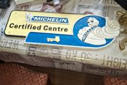Beautiful Large Heavy Cast Iron Michelin Certified Centre Advertising Sign Stamped into the back 1949 Manchester Postage Available