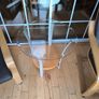 Ikea Poang brown leather chairs and matching footstool with occasional table Image 4