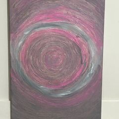 Pink and grey abstract painting