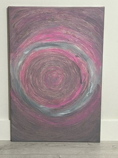 Pink and grey abstract painting