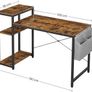 _Computer Desk with Shelf, Adjustable Shelf, with Side Pocket, 130 x 55 x 90 cm, Industrial Design, Vintage Brown/Black Image 4