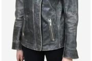 ISABEL MARANT Etoile antracite buffalo leather biker jacket Sz 40 (Fit 12-14UK) Rrp 1100 (New)