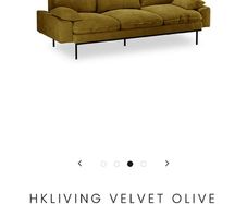 HK Living Retro Velvet Sofa Ochre