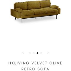 HK Living Retro Velvet Sofa Ochre