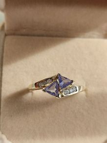 Vintage 9ct Gold Tanzanite & Diamond Ring (Size N) Birmingham