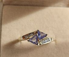 Vintage 9ct Gold Tanzanite & Diamond Ring (Size N) Birmingham