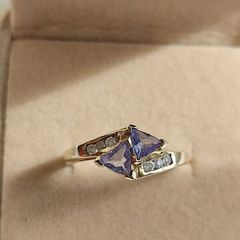 Vintage 9ct Gold Tanzanite & Diamond Ring (Size N) Birmingham