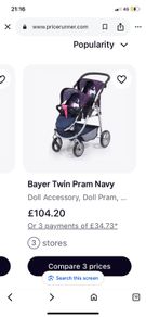 Double Buggy for Dolls