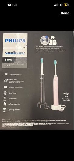 Philips Sonicare 3100 Electric Toothbrush  Black Pink brand new