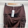 Ganni Brown Draped Midi Skirt Sz 8UK 4US S Chicory Coffee Voluminous Satin Image 5