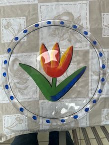 Kosta Boda Ulrica Hydman Vallien 33cm  Red Tulipa Tulip Charger Plate NEW