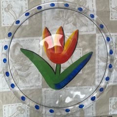 Kosta Boda Ulrica Hydman Vallien 33cm  Red Tulipa Tulip Charger Plate NEW